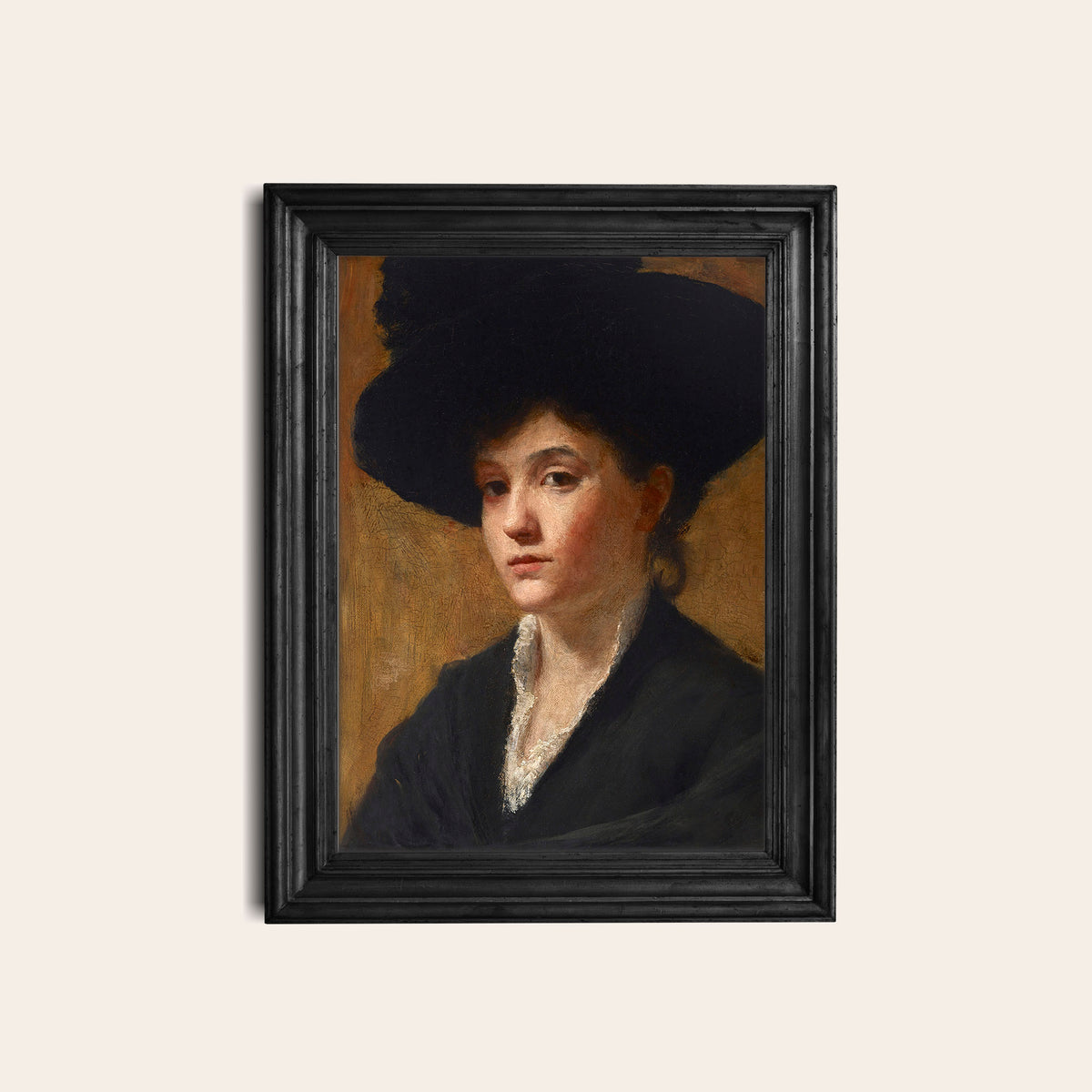 Stylish Fine Art Print of a Female Sitter with Confident Gaze and Elegant Features