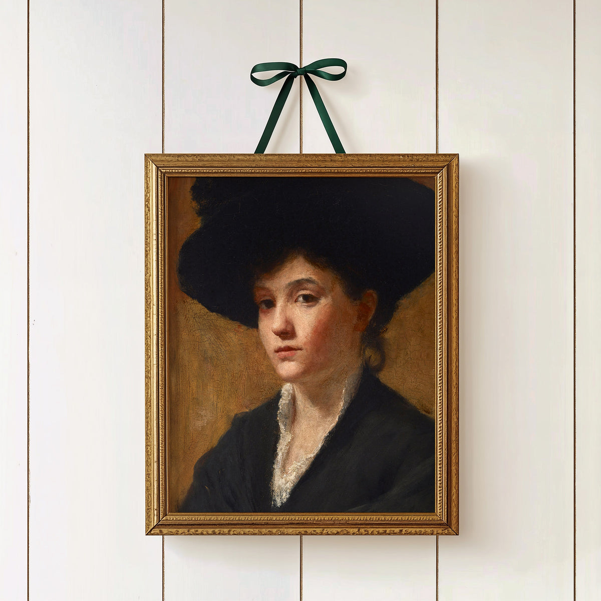 Stylish Fine Art Print of a Female Sitter with Confident Gaze and Elegant Features