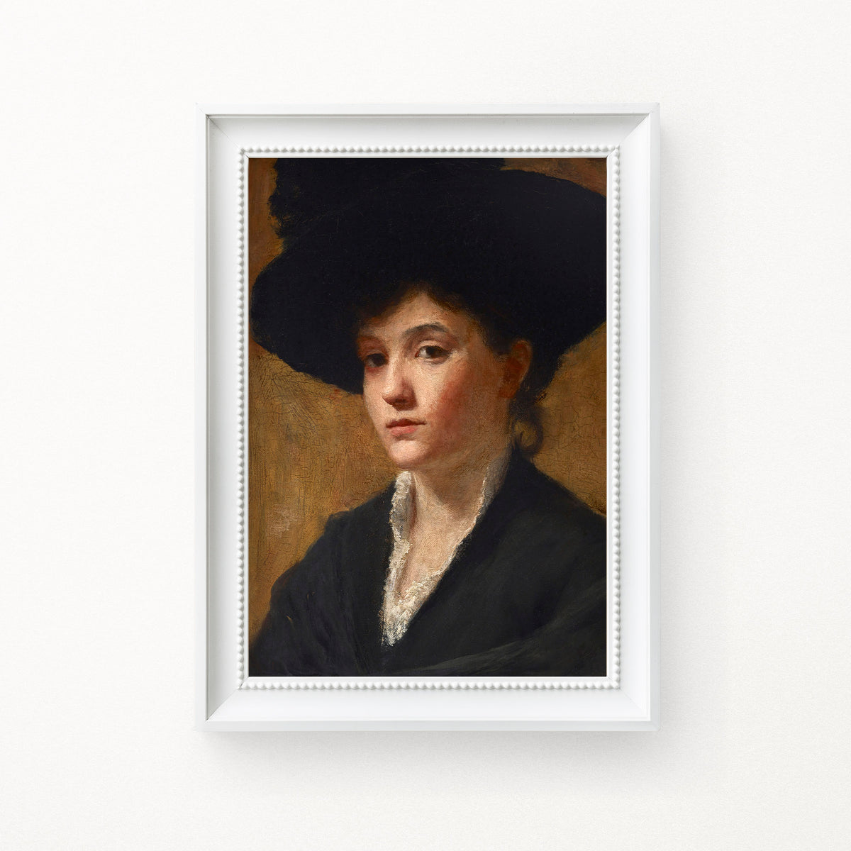 Stylish Fine Art Print of a Female Sitter with Confident Gaze and Elegant Features