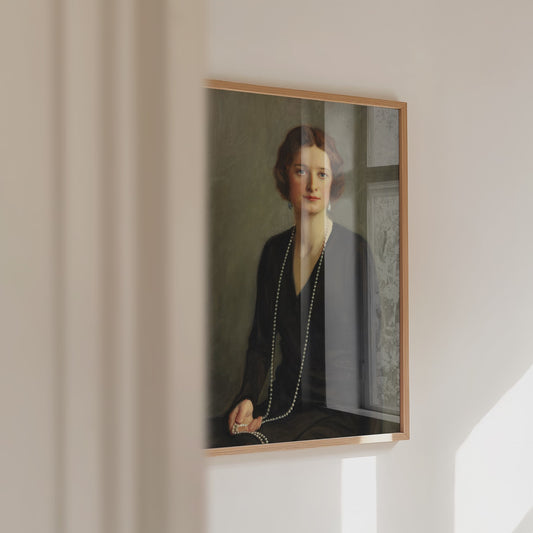 Art Deco Portrait Print: Elegant Female Fine Art Reproduction