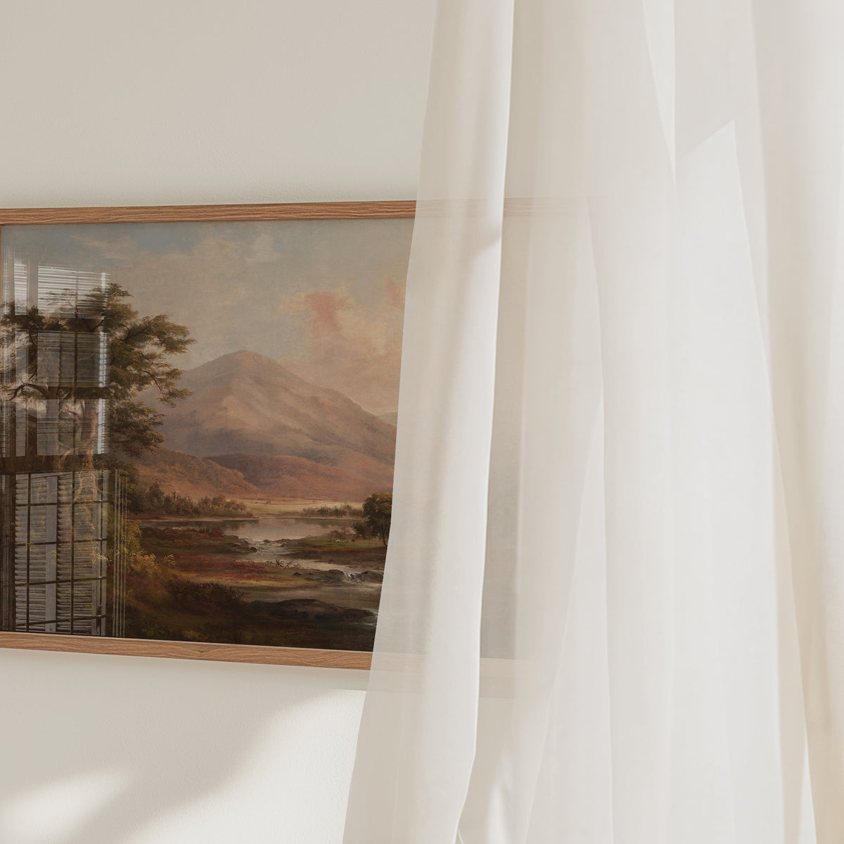 Video panning across a framed landscape print