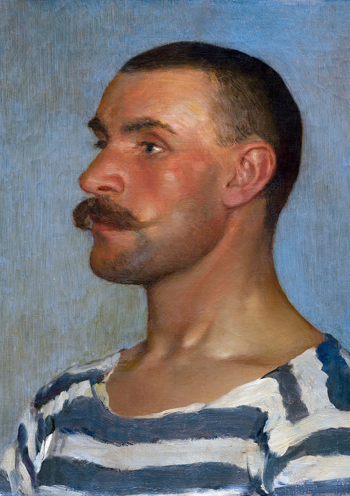 Fine art print of a head study of a gondolier.